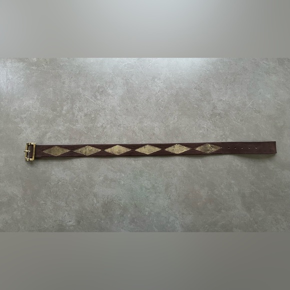 Rare NEW Michael Kors Vintage Women’s Brown Suede Belt with Gold Mesh S:M - Picture 5 of 9